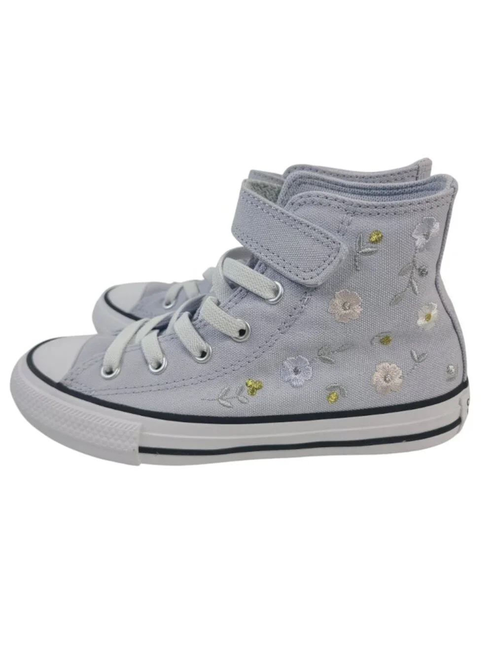 NEW Converse All Star Youth High-Top Sneakers Embroidered Floral Lavender Sz 13